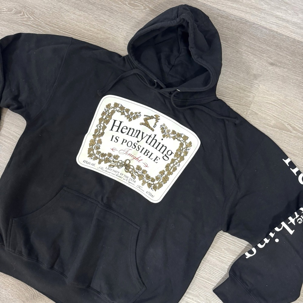 Hennything Is Possible Tonight Black, Fashion Nova Hoodie Size XL